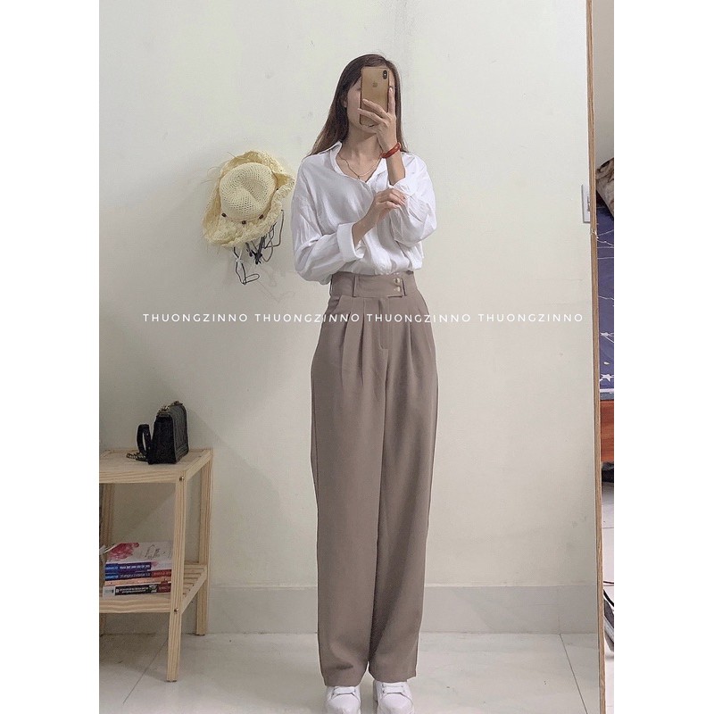 [Ảnh thật/Video] Quần ống rộng hack dáng vải lụa Hàn Phong cách Hàn quốc | BigBuy360 - bigbuy360.vn