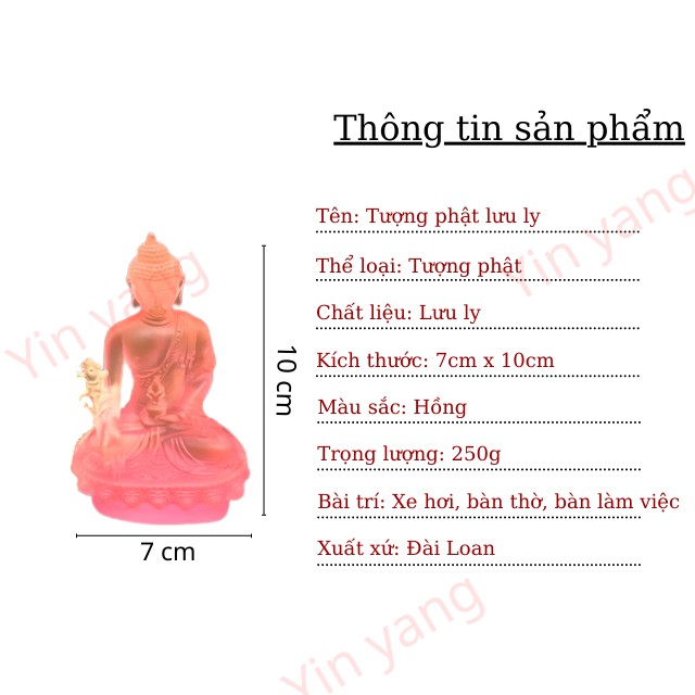 Tượng Phật Dược Sư Lưu Ly Màu Hồng 10cm