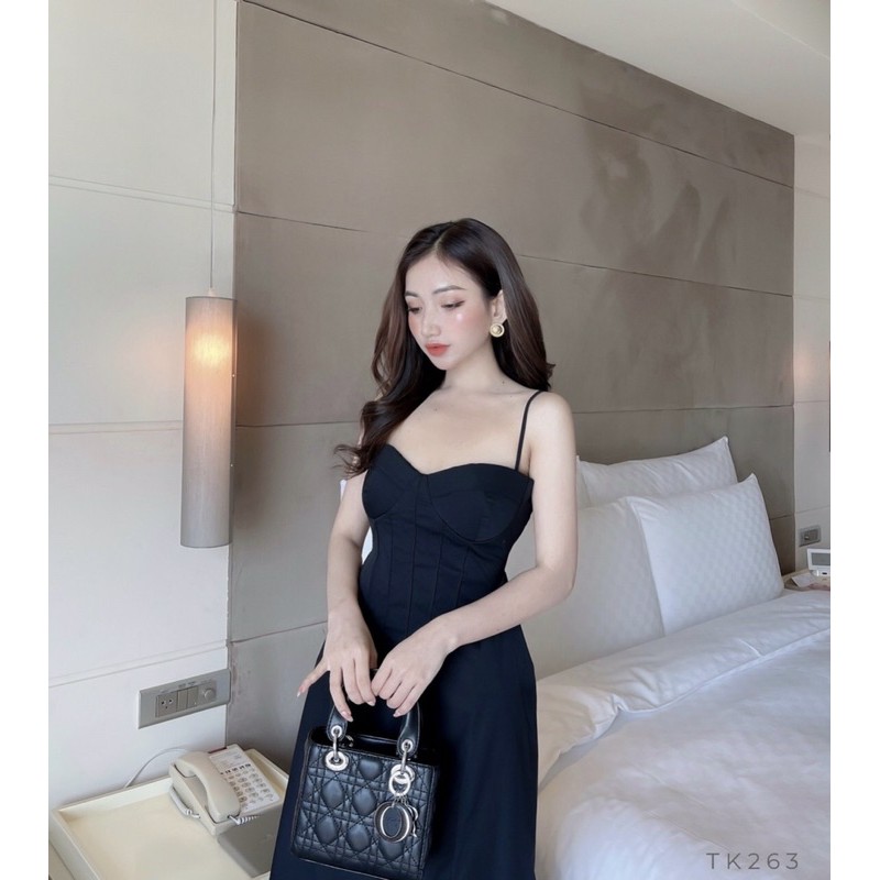 [HÀNG LOẠI 1] Đầm 2 Dây Cúp Ngực Đen Tôn Dáng Đi Tiệc Sang Trọng Màu Đen Form Dài | BigBuy360 - bigbuy360.vn