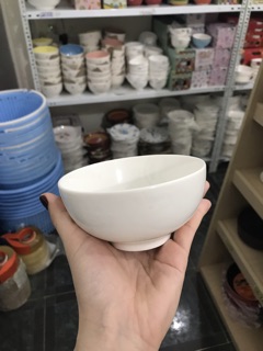 Bộ 6 bát cơm trắng trơn - gốm tráng men
