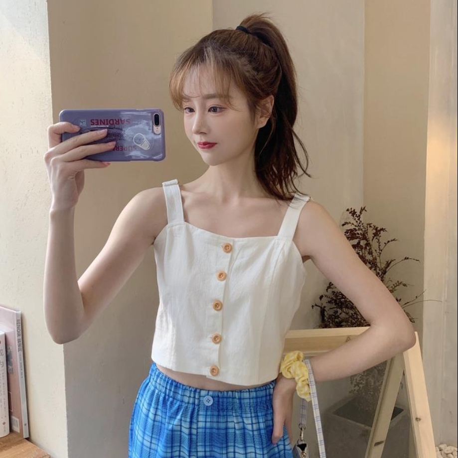 Áo croptop sát nách thời trang mùa hè nữ tính thanh lịch