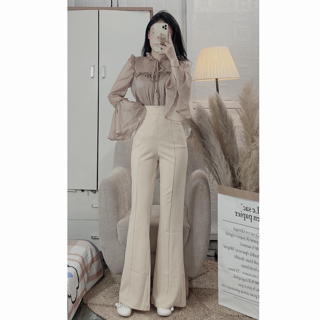 Áo sơ mi tay bèo chất tơ mềm kèm lót