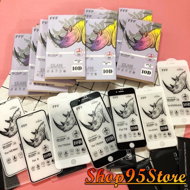 Kính cường lực iPhone Tê Giác Full màn cho iphone 12 pro 6 6S 6plus 7 8 Plus X XS XS MAX 11 PRO MAX Loại Xịn