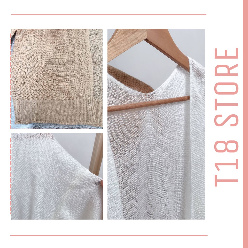 Áo cardigan nữ len mỏng form rộng ulzzang dệt kim dáng dài T18 STORE CD01
