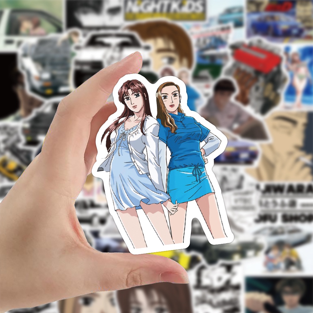 Bộ 50 Miếng Dán Trang Trí Xe Hơi/Xe Máy/Va Li Họa Tiết Graffiti Hoạt Hình Nhật Bản