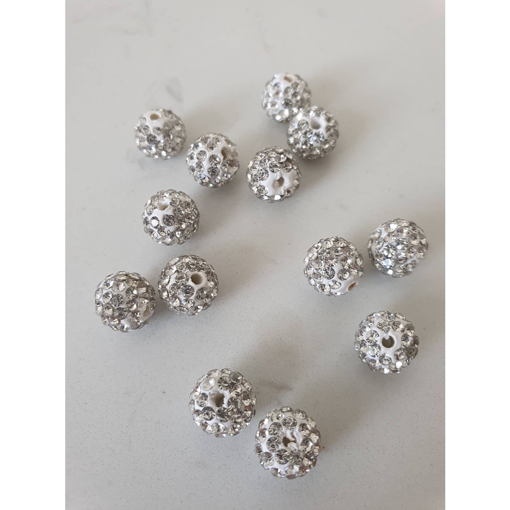 (1 hạt)Quả cầu đính đá 10mm, Nguyên liệu làm trang sức cổ trang, Nguyên liệu diy