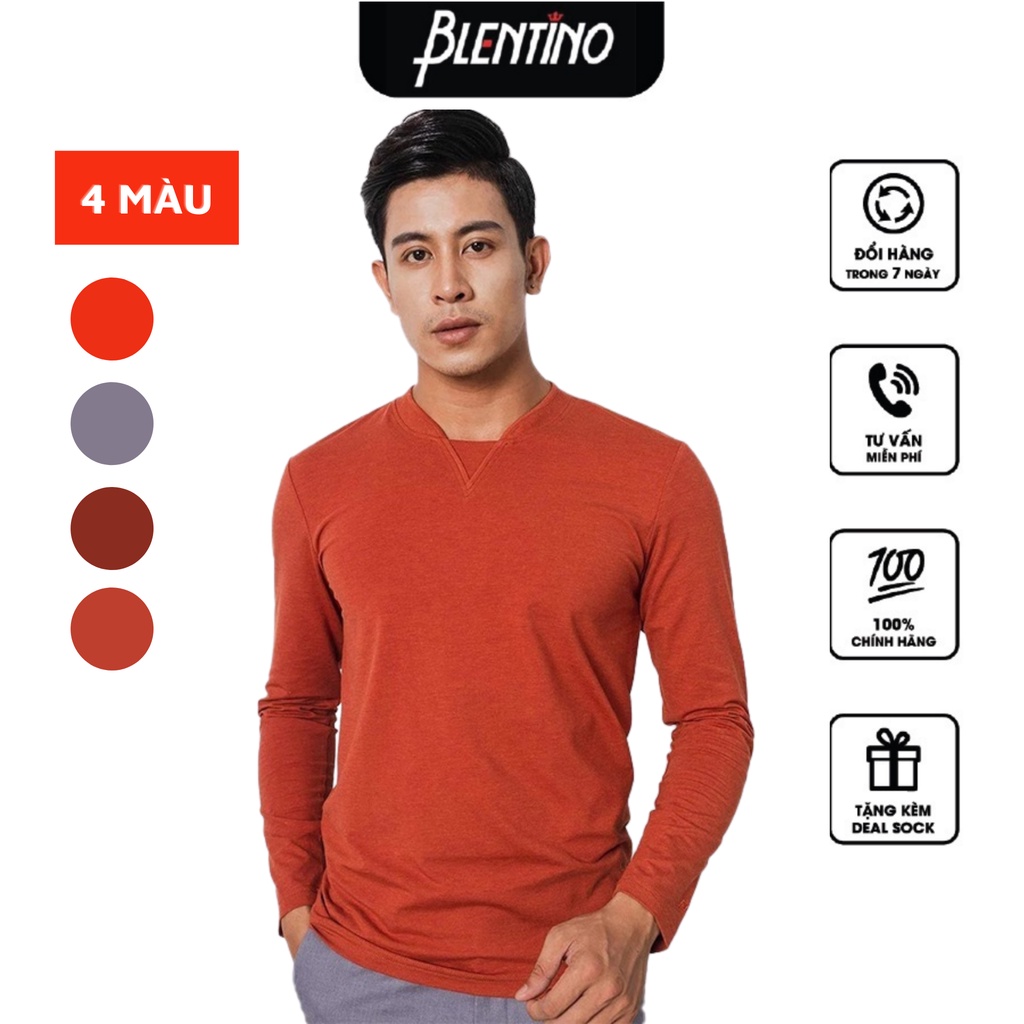 Áo thun nam BLENTINO tay dài thu đông cổ tim tay dài BTSTD-05 chất liệu cotton cao cấp siêu thấm hút