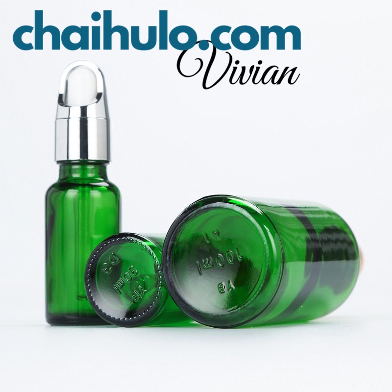 5ml - 10ml Lọ Chiết Mỹ Phẩm Lọ Chiết Serum Mini Chai Lọ Thủy Tinh Đựng Tinh Dầu Màu Xanh Lá Nắp Bóp Quai Xách Nhỏ Giọt