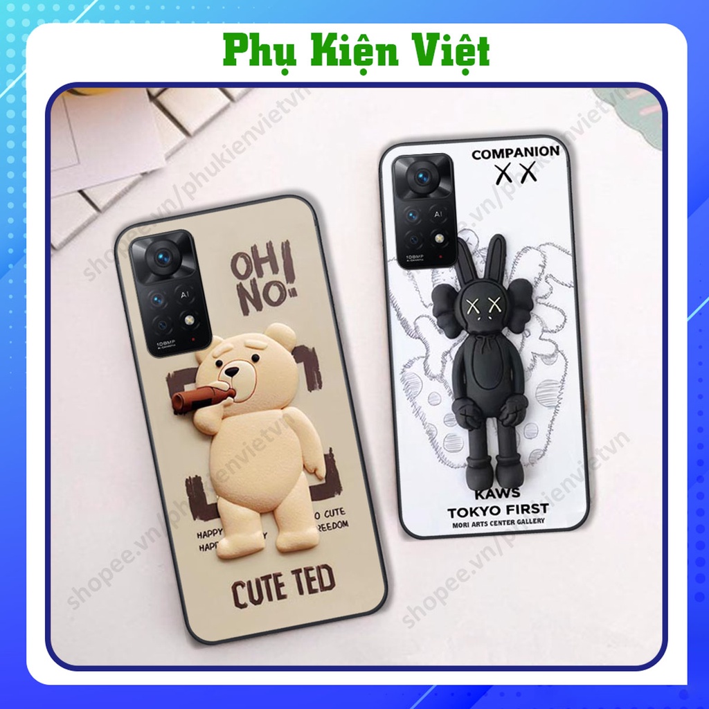 Ốp lưng Xiaomi Redmi Note 11 4G / Note 11S / Note 11 Pro 5G in hình hiệu ứng 3D gấu, kaws, chuột dễ thương