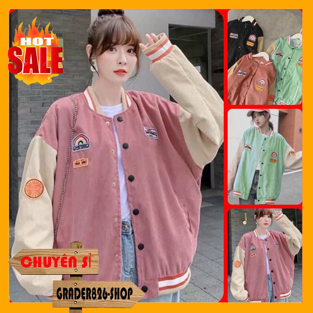 Áo Khoác Kaki Nam Nữ Unisex - Áo Jacket Bombers Thêu Sticker 3 Màu Siêu Hot (FREESHIP) | BigBuy360 - bigbuy360.vn