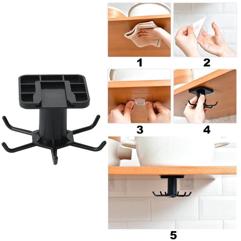 Móc gắn tường xoay 360 độ tự dính đa năng tiện lợi dành cho nhà bếp/phòng tắm