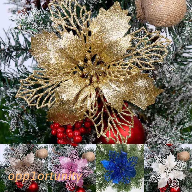 Bông hoa trạng nguyên giả lấp lánh trang trí cây thông Noel 1OR