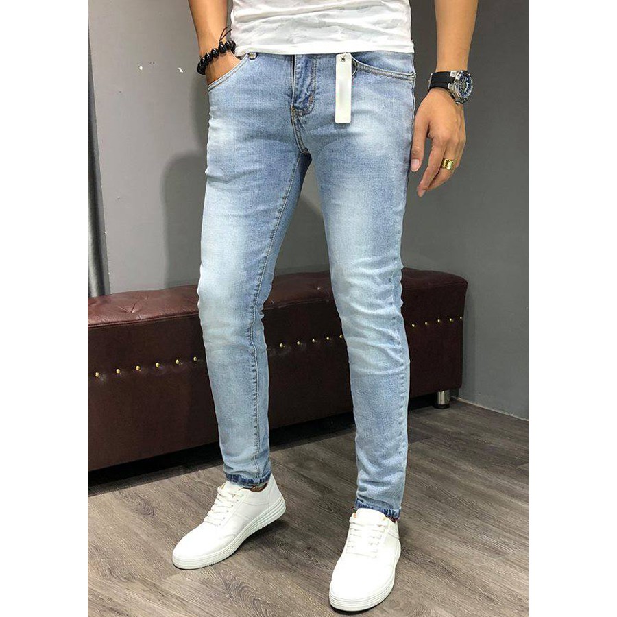 Quần Jeans Wash Bạc Trơn