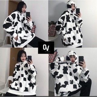 Áo hoodie bò sữa - áo Nỉ bò sữa chất nỉ ngoại - áo bò sữa có mũ - SHOP Q&V