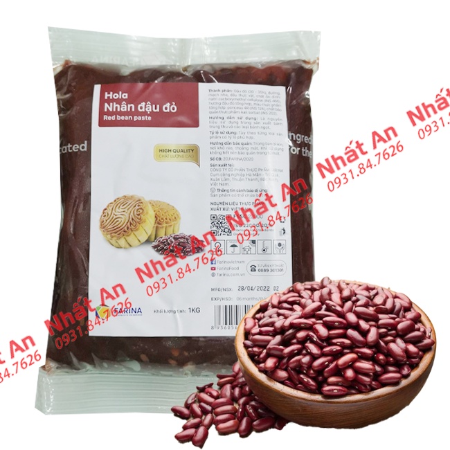 Nhân trung thu vị đậu đỏ HOLA FARINA 1kg