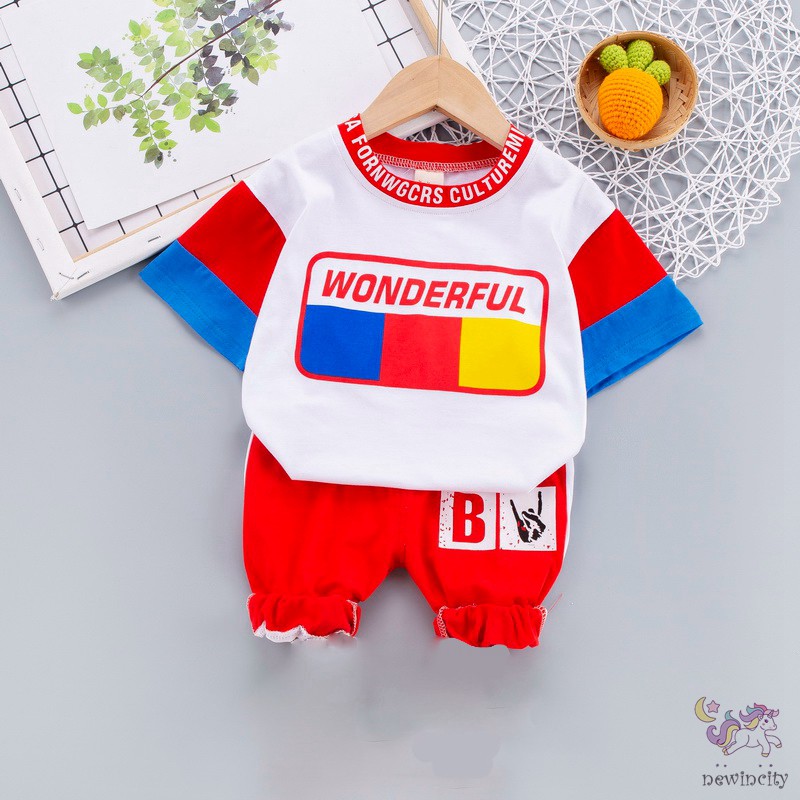 Bộ áo thun ngắn tay và quần dài thiết kế thời trang xinh xắn cho bé nam