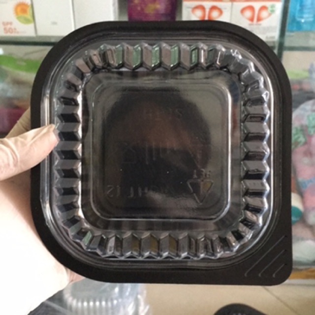 100 Hộp nhựa Ht12 trắng đen đựng xôi bánh