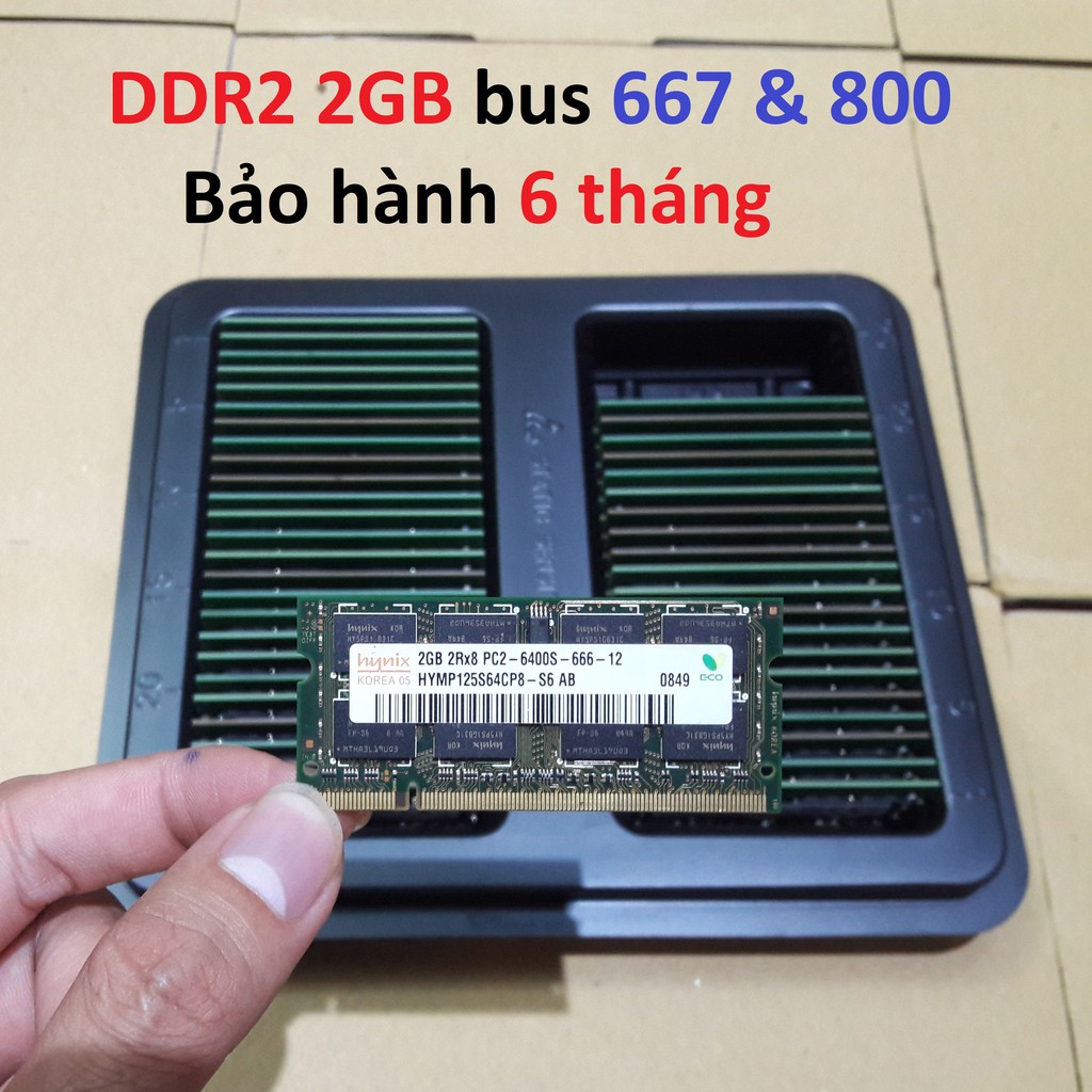 Ram laptop DDR2 2gb bus 667 800 bảo hành 6 tháng hàng tháo máy ( hàng bóc máy ) như mới