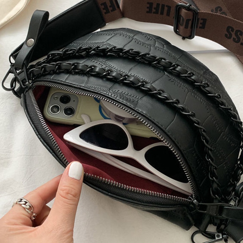 Túi xách IELGY đeo chéo vai dây xích bản rộng kết cấu cao cấp phối thoải mái