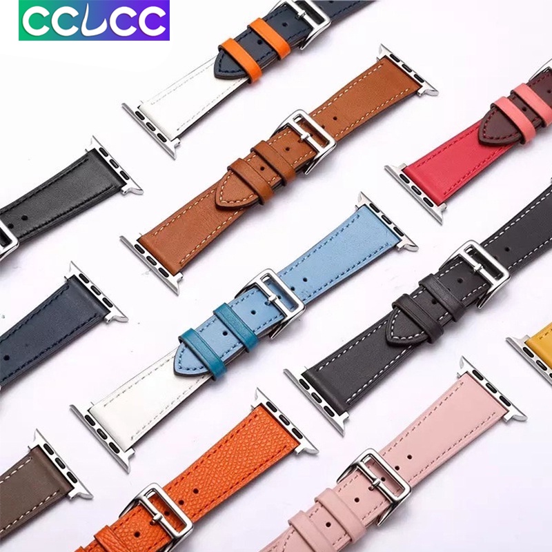 Dây Đeo Bằng Da Bò 100% Chính Hãng Cho Đồng Hồ Thông Minh Apple Watch 7 6 SE 5 4 42Mm 38Mm 44Mm 40Mm iwatch 41Mm 45Mm