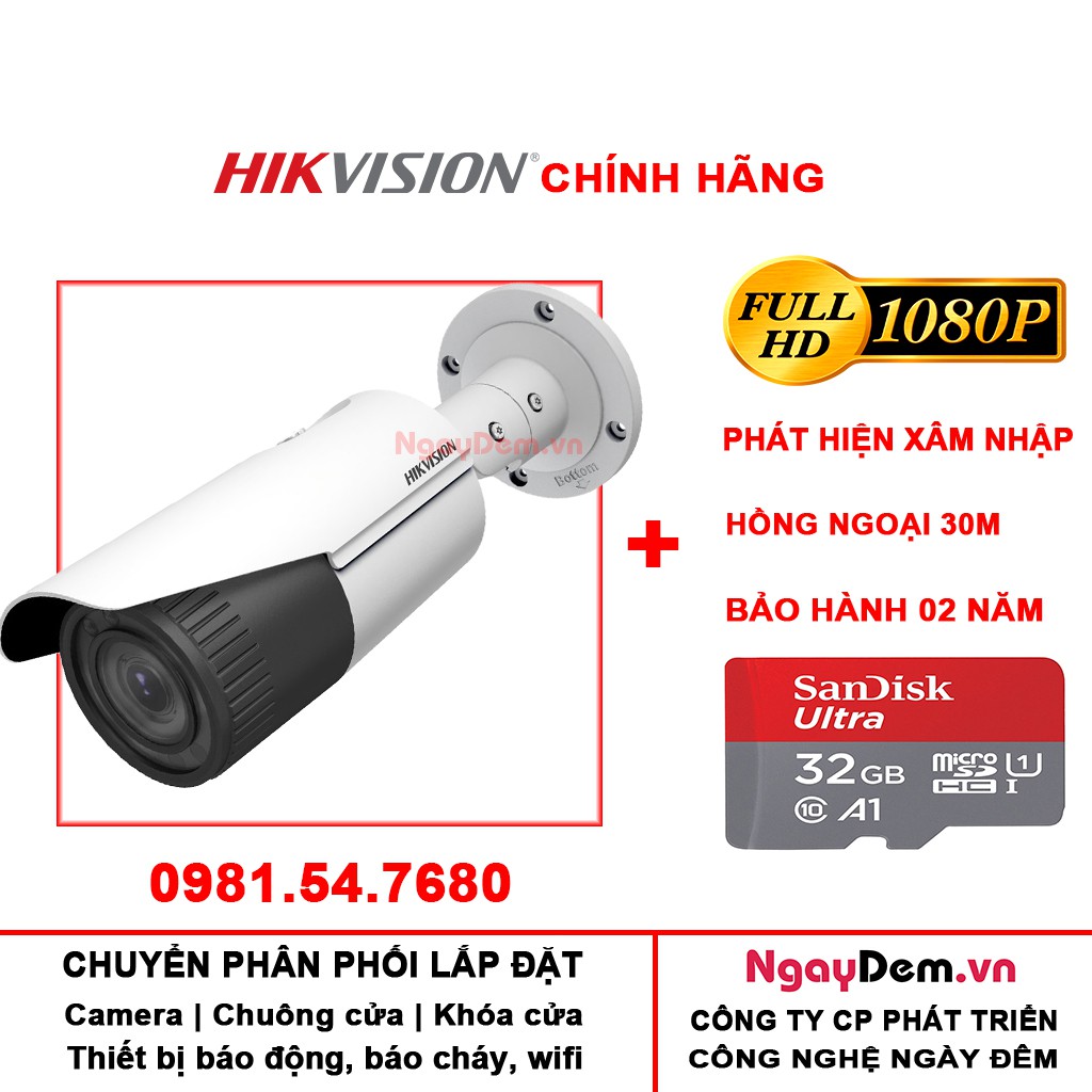 Camera IP Hikvision Ngoài Trời 2MP IP DS-2CD2621G0 HD 1080P - Hàng chính hãng bảo hành 24 tháng-NGAYĐEM.VN [4034]