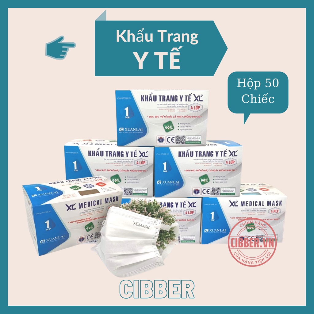 (Hộp 50 Chiếc) Khẩu Trang Y Tế Kháng Khuẩn (Xuân Lai), Chống Bụi Mịn PM2.5