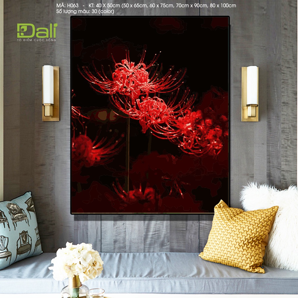 Tranh treo tường tự tô màu số hóa DALI Tranh Hoa Bỉ Ngạn H063
