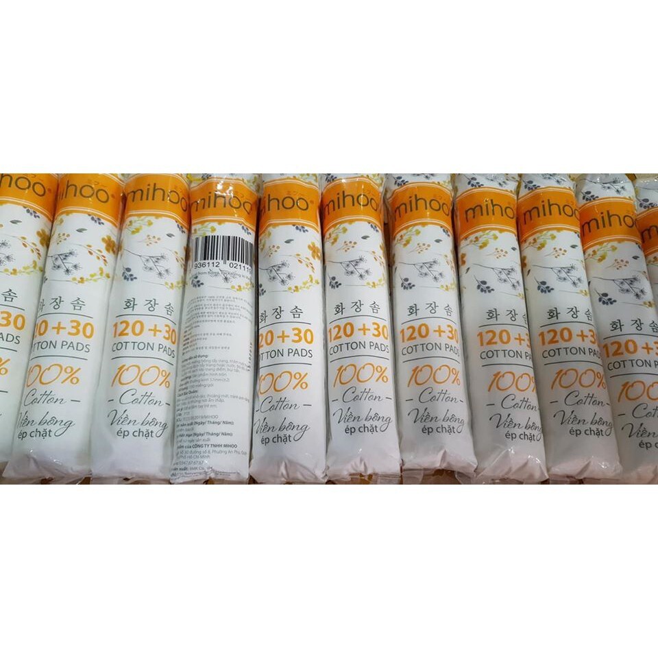 Bông tẩy trang 150 miếng  Miếng Hàn Quốc Mihoo chính hãng rẻ nhất thị trường ép viền chặt bông không xơ