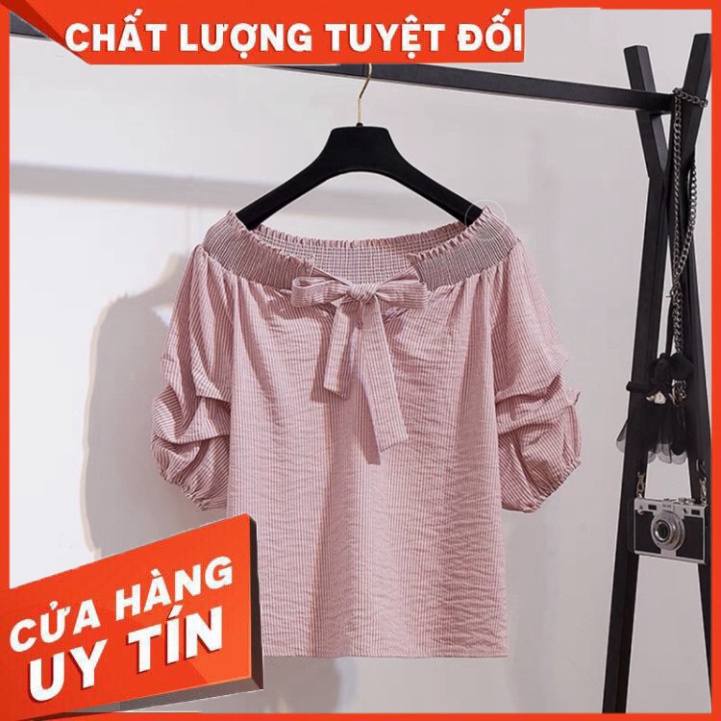áo trễ vai tay bèo kiểu Hàn Quốc có nơ cực xinh - SIÊU HOT