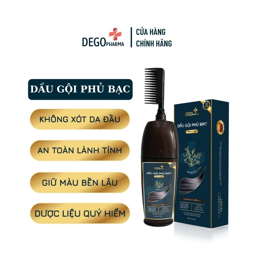 Dầu Gội Phủ Bạc DEGO PHARMA 200ml - Nhuộm Đen Tóc Tự Nhiên Tại Nhà