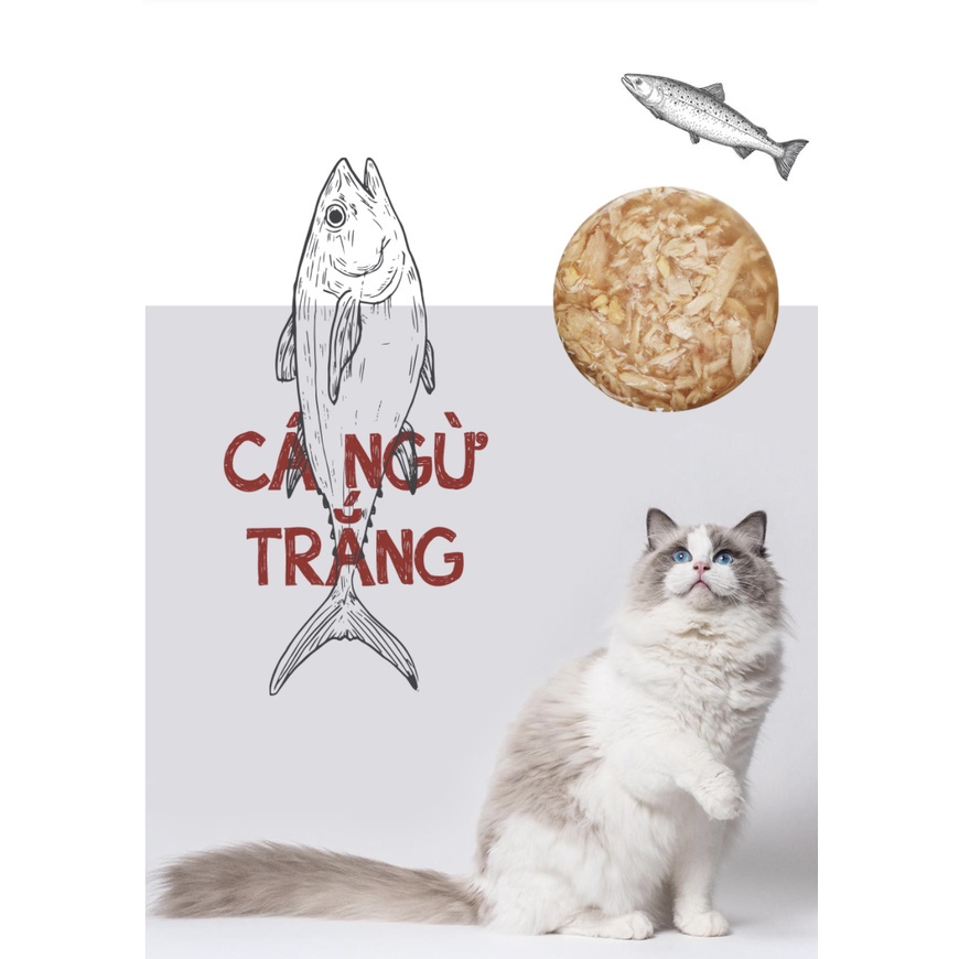Pate cho mèo Tuna White Meat lon 80g, thức ăn Meowow Hàn Quốc tăng cân mập mèo con lớn nhỏ Con Mèo Xiêm