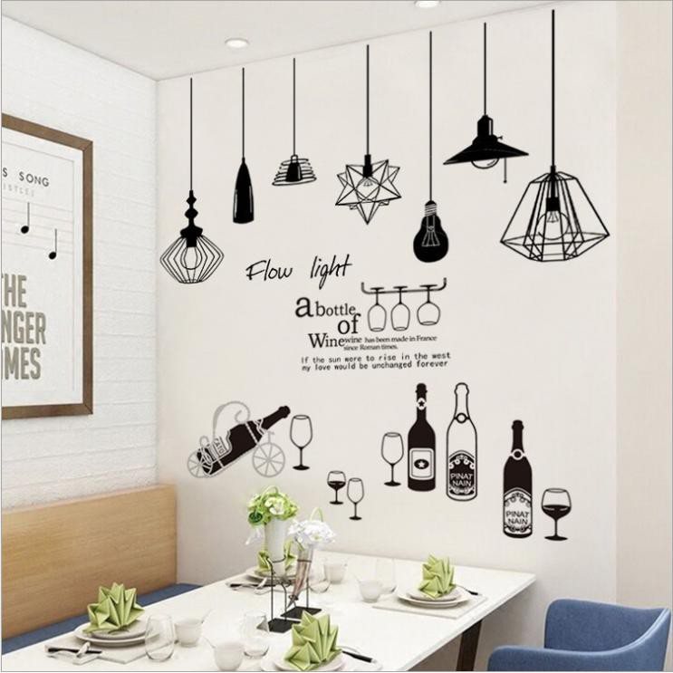 Decal dán trang trí tường phòng khách mới lạ, sáng tạo Combo đèn decalamyshop
