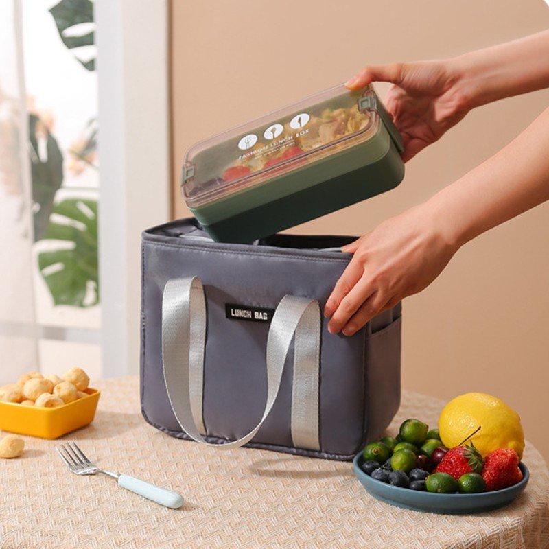 Túi giữ nhiệt đựng đồ ăn  LUNCH BAG vải Oxfoxd 3 lớp, lót nhôm, có khoá kéo