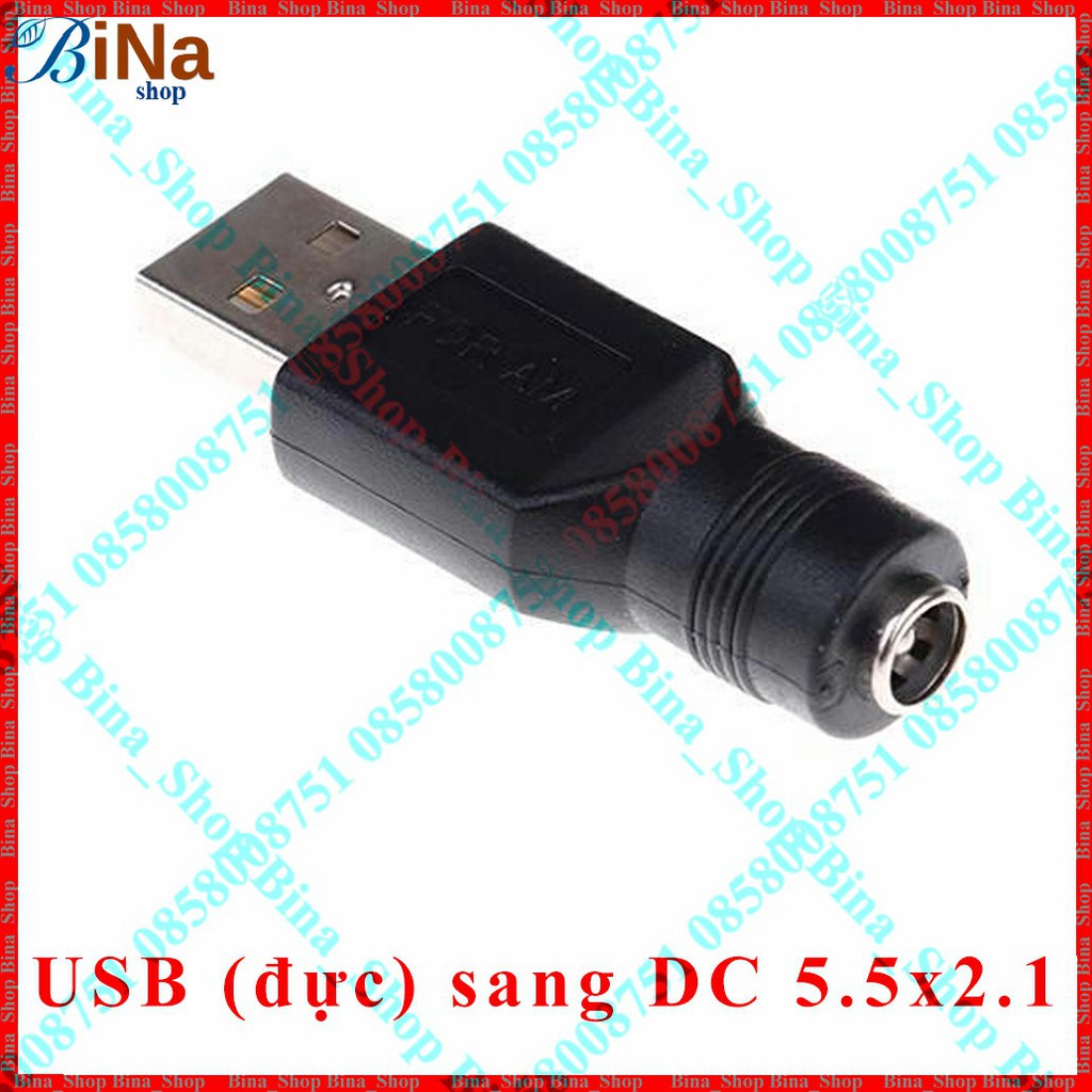 Đầu chuyển USB sang DC 5.5x2.1, Jack chuyển nguồn tiện dụng