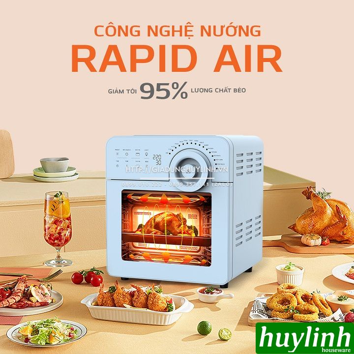 [Mã ELHAMS5 giảm 6% đơn 300K] Nồi chiên không dầu Unie Sky Blue - 14.5 lít - Tặng xịt dầu + kẹp gắp