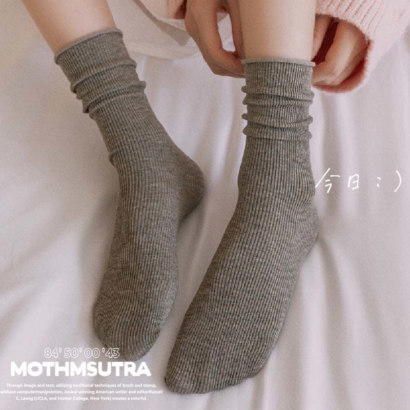 Đôi Vớ Nhung Ống Dài Màu Trơn Thời Trang Thu Đông Phong Cách Nhật Bản Dành Cho Nữ