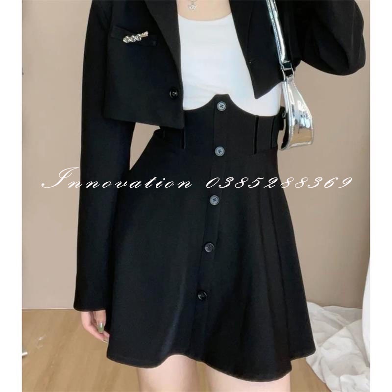 Chân Váy Cạp Cao Cúc Dọc, Váy Xòe Dáng Ngắn Siêu Tôn Dáng Che Bụng Eo Thon BIGSIZE Vải Mềm Dày Dặn TAN555