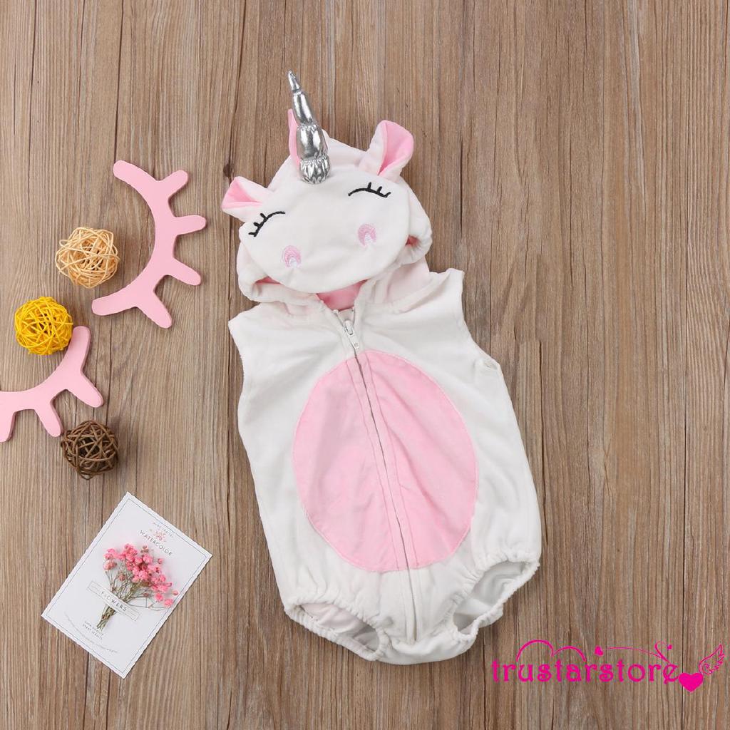 Bộ Áo Liền Quần In Hình Kỳ Lân Dễ Thương Cho Bé
