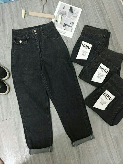 [Mã FAMAYWA giảm 10K đơn 50K] Quần baggy bò cạp cao hai cúc túi trước hàng có size | BigBuy360 - bigbuy360.vn