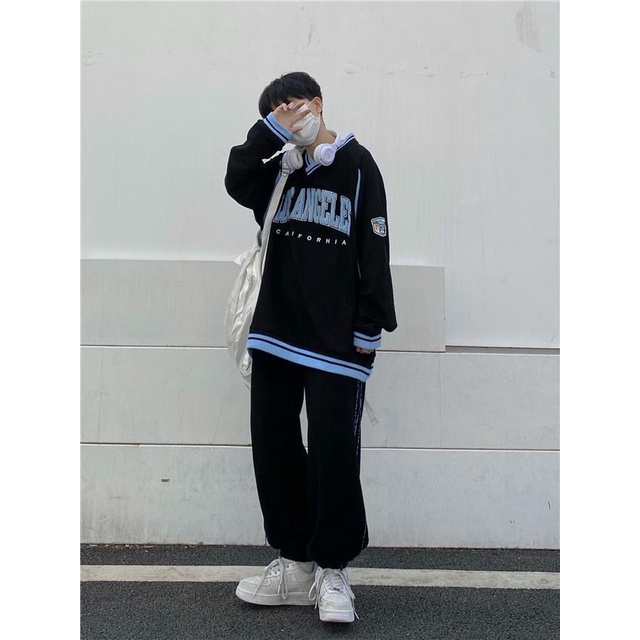 Áo Sweater Nam Nữ Cổ V In Los Angeles - Áo Thu Đông Chất Nỉ Ngoại Mềm Mịn 2 Màu Đen Trắng Unisex Hottrend 2021 X.Store