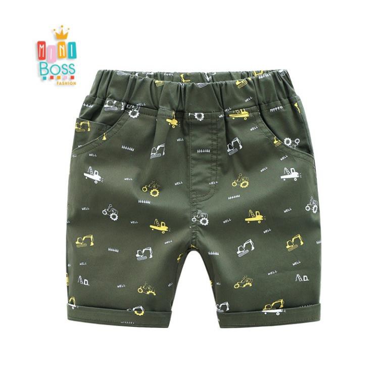 [Sale] Quần short kaki cho bé 10-25kg họa tiết máy xúc Quảng Châu