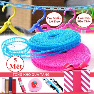 [Tổng Kho Quà] Cuộn Dây Phơi Đồ, Phơi Quần Áo Nhựa DÀI 5 MÉT - Sợi Cước Bện Siêu Chắc, Có Nhiều Lỗ Móc Chống Bay, Trượt