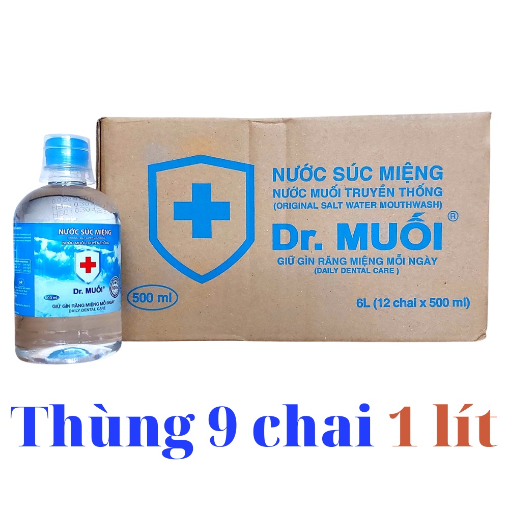 Thùng Nước Súc Miệng - Súc Họng Dr. Muối Hương Vỏ Chanh 500-1000ml