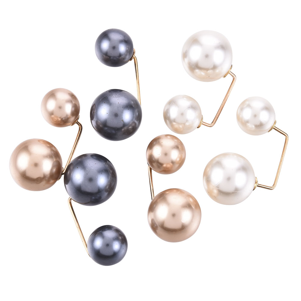 【sweet】woman fashion retro Double Pearl Anti-glare Brooch Sweater Fixed Buckle Charm Gift