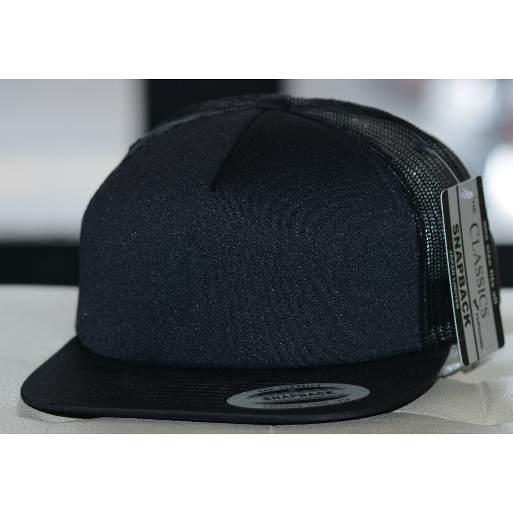 Nón snapback lưới đen trơn không logo,mũ snapback Foam Trucker full black chính hãng { Hình thật }