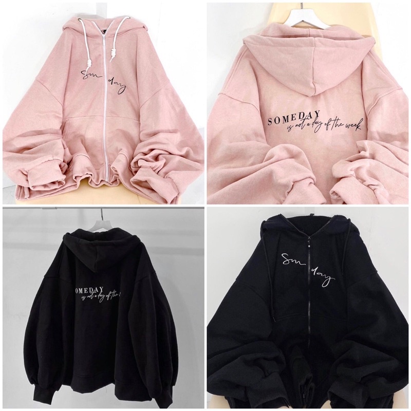 [SIEU SALE] Khoác nỉ chữ nghiêng dày dặn unisex ulazangg full hai màu (kèm ảnh thật)