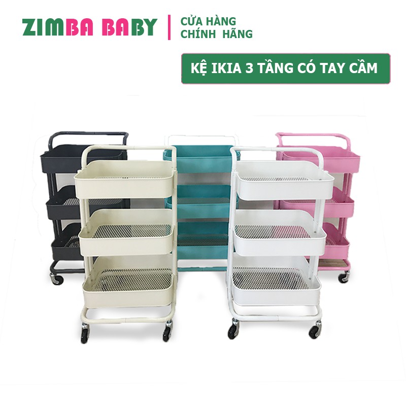 Kệ để đồ 3 tầng ikea có tay cầm chính hãng 5 màu / IKIA ROLLING STORAGE UTILITY CART WITH HANDLES