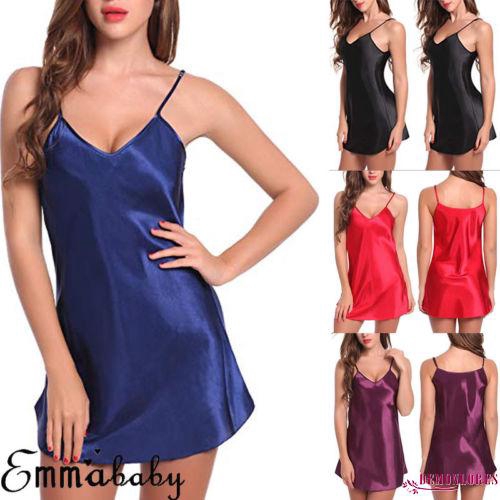 Đầm Ngủ Bằng Lụa Satin Phối Ren Phong Cách Quyến Rũ Dành Cho Nữ