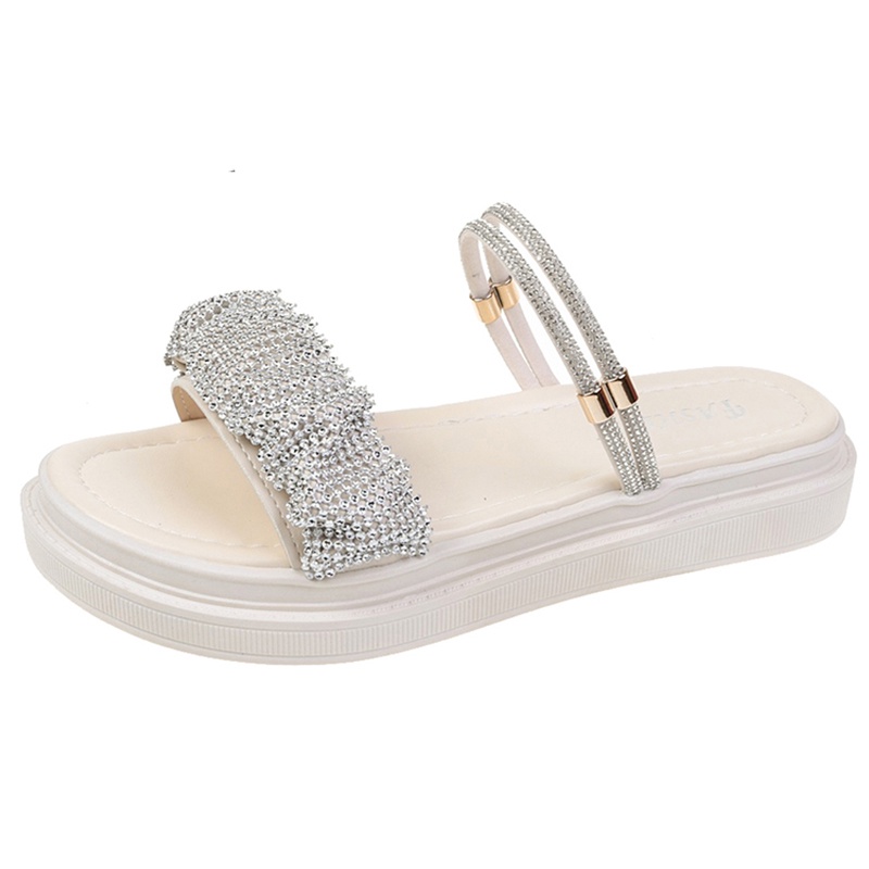 IELGY Sandal Đế Dày Hai Cách Mang Đính Đá Thời Trang Nữ