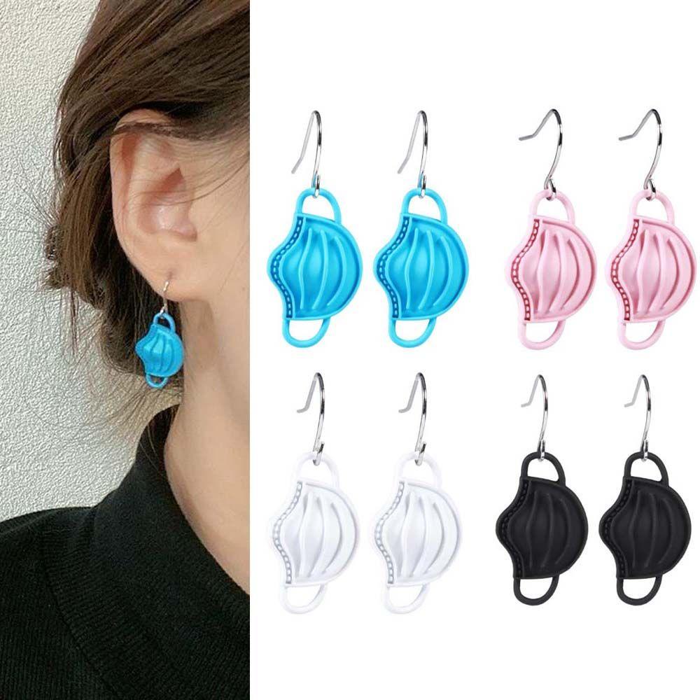 Khuyên Tai Hình Mặt Nạ Hình Học Nhiều Màu Sắc Thời Trang